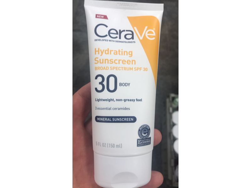 CeraVe Hydrating Mineral Sunscreen Body Lotion, SPF 30, 5 fl oz/150 mL
