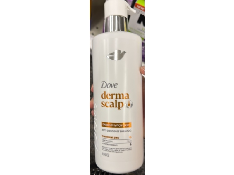 Dove Derma Scalp Dandruff & Itch Relief Anti-Dandruff Shampoo, Pyrithione Zinc, 16 fl oz