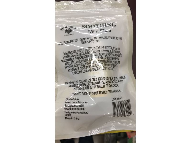 Belero Soothing Milk Elixir, Honey & Turmeric Root, 1 fl oz/30 mL