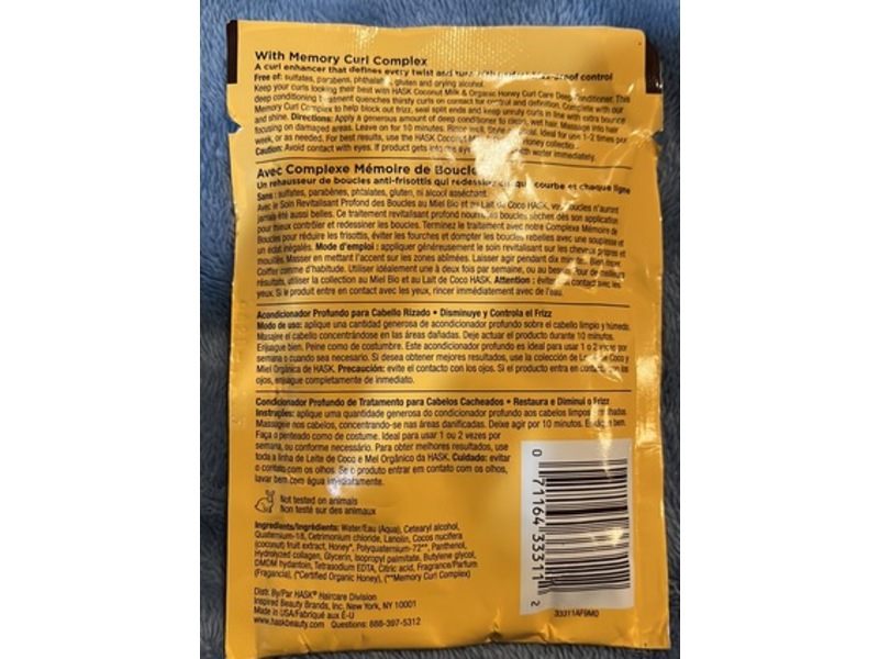 Hask Curl Care Deep Conditioner, Coconut Milk & Organic Honey, 1.75 oz/50 g