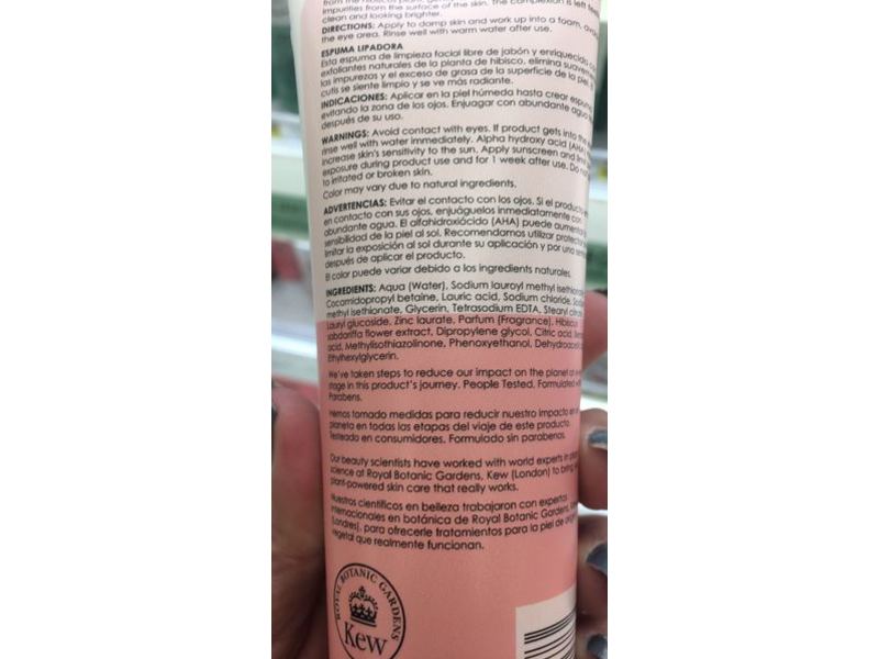 Botanics All Bright Cleansing Foam Wash, Hibiscus, 5.0 fl oz/150 mL