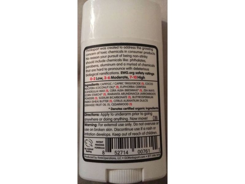 Thinksport Bergamot Cedarwood, Natural Deodorant, 2.9 oz / 85.8 ml