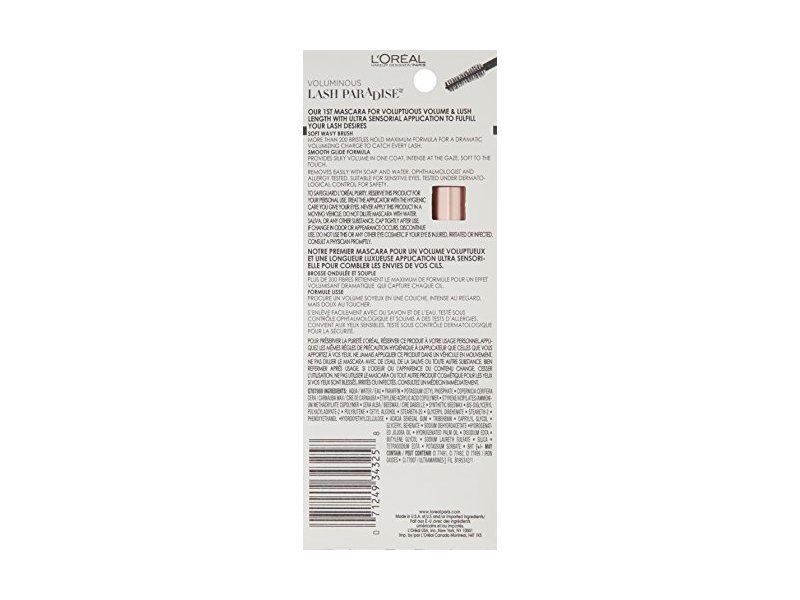 L'Oreal Paris Voluminous Lash Paradise Washable Mascara, Black, 0.28 fl o