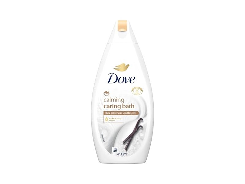 Dove Calming Caring Bath Moisturising Cream, Shea Butter And Vanilla Scent, 450 mL