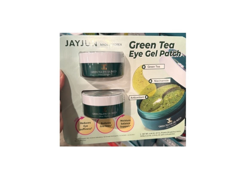 Jayjun Eye Gel Patches, Green Tea, 3.06 oz/87 g, 30 Pairs, Pack Of 2