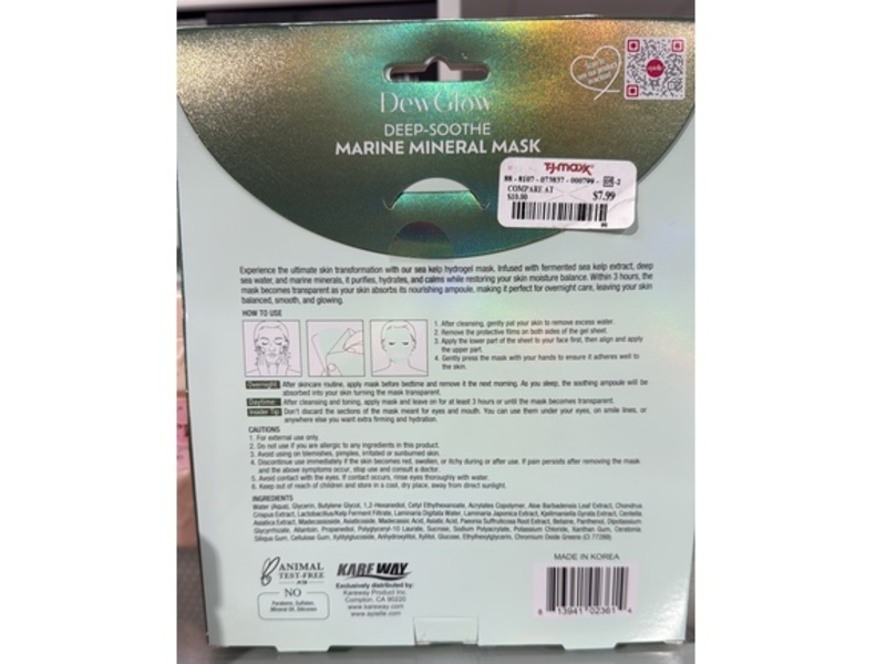 DewGlow Deep-Soothe Marine Mineral Mask, 3 Count