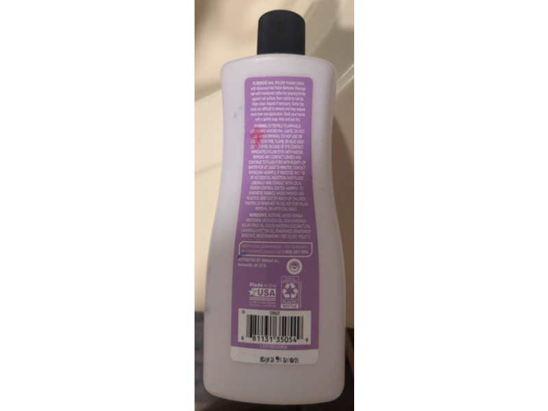 Equate Advanced Nail Polish Remover, Lavender Scent, 16 fl oz/473 mL