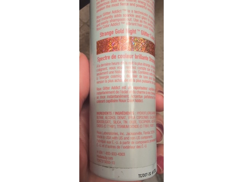Roux Glitter Addict Hair Spray, Strange Gold Night, 2 oz/56.7 g