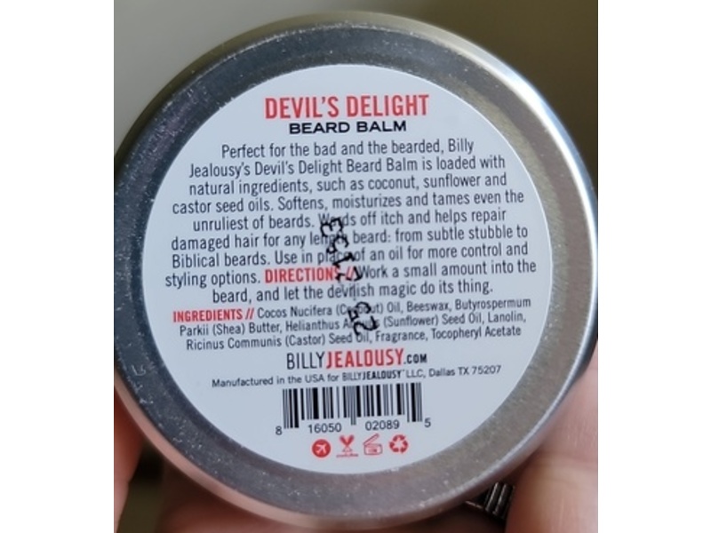 Billy Jealousy Beard Balm, Devil's Delight, 2 oz/57 g