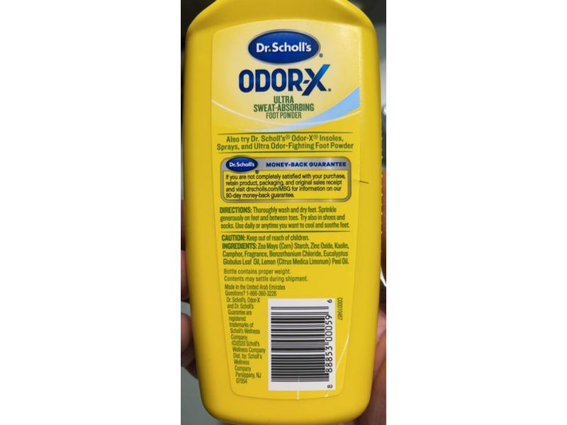 Dr. Scholl's Odor-X Sweat Absorbing Foot Powder, 7 oz/198 g