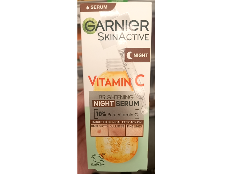 Garnier Skin Active Brightening Night Serum, Pure Vitamin C, 1 fl oz/30 mL