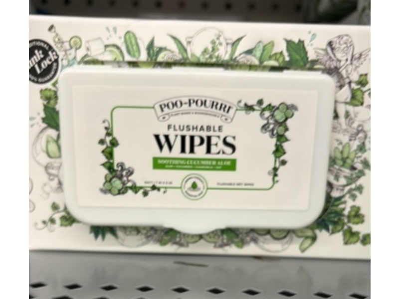 Poo Pourri Flushable Wipes, Soothing Cucumber Aloe, 50 Count