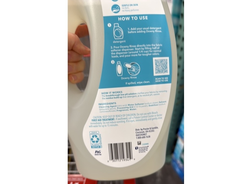 Downy Rinse Out Door Fabric Rinse, Cool Cotton, 87.5 fl oz/2.5 L