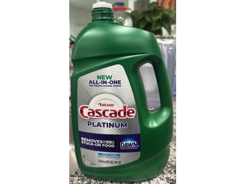 Cascade Platinum Dishwashing Liquid Detergent, Fresh, 125 oz/3.54 kg