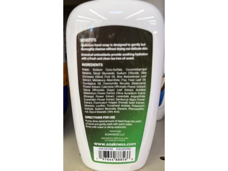 Soakness Liquid Soap, Tea Tree Oil, 9 fl oz/266 mL