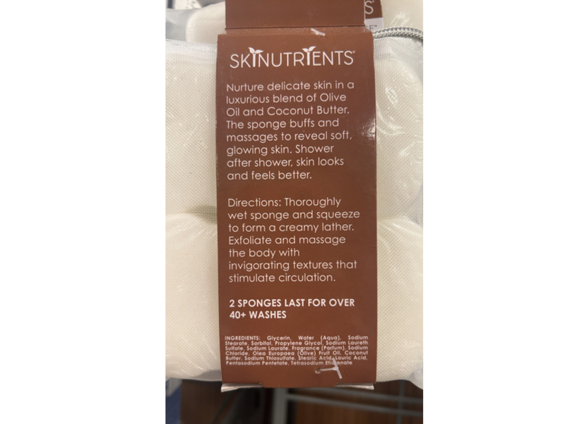 Spongeables Skinutrients Body Wash Sponge, Coconut Colada, 3.5 oz/100 g, Pack Of 2
