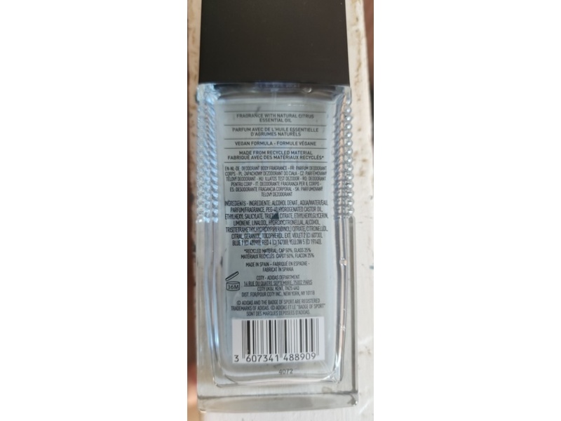 Adidas Deodorant Natural Spray, Moves Him, 2.5 fl oz/75 mL