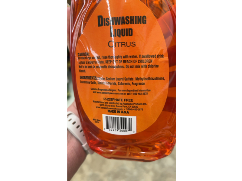 Awesome Ultra Deluxe Liquid Dish Detergent, Citrus, 30 fl oz/887 mL