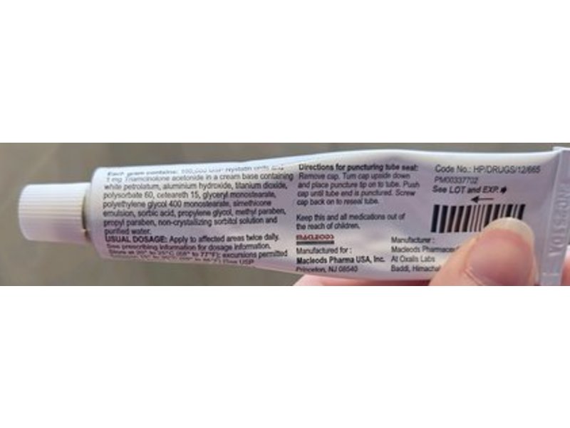 Nystatin And Triamcinolone Acetonide Cream, 15 g, Macleods (Rx)