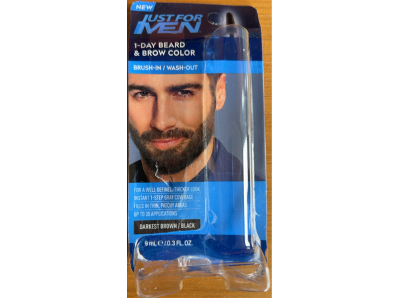 Just for Men 1-Day Beard & Brow Color, Darkest Brown/Black, 0.3 fl oz/9 mL