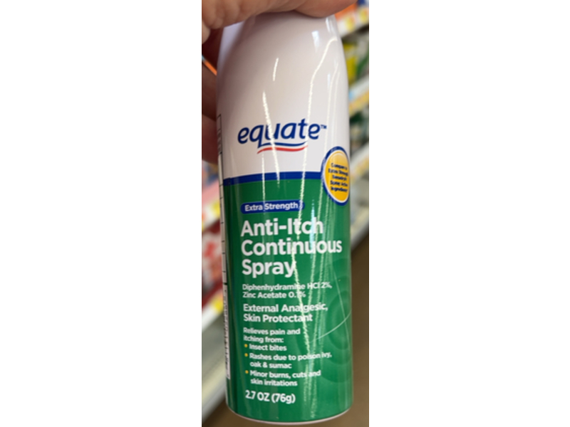 Equate Anti Itch Continuous Spray, Extra Strength, 2.7 oz/76 g, Pack Of 3