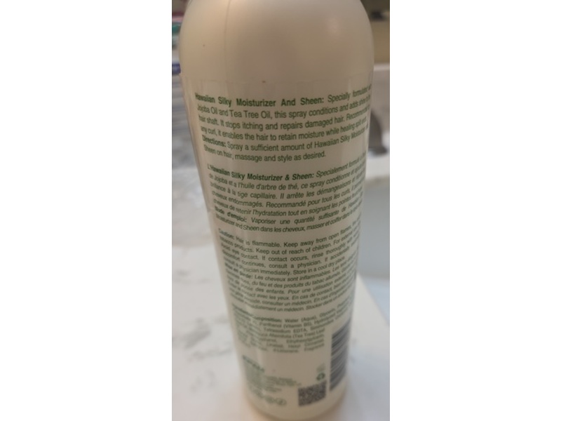 Hawaiian Silky Moisturizer And Sheen Spray, White, Jojoba Oil & Tea Tree Oil, 16 fl oz/474 mL