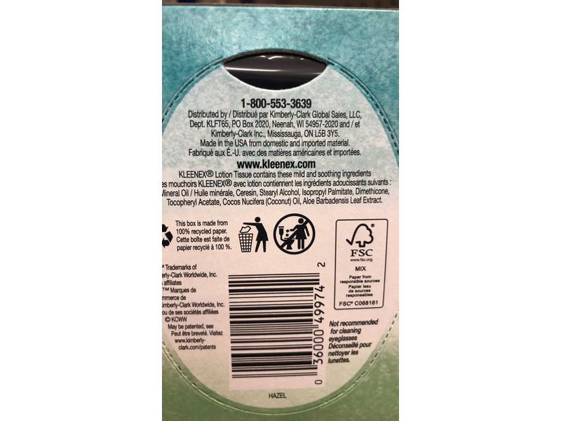 Kleenex Soothing Lotion Facial Tissues, Aloe & Vitamin E, 65 Count