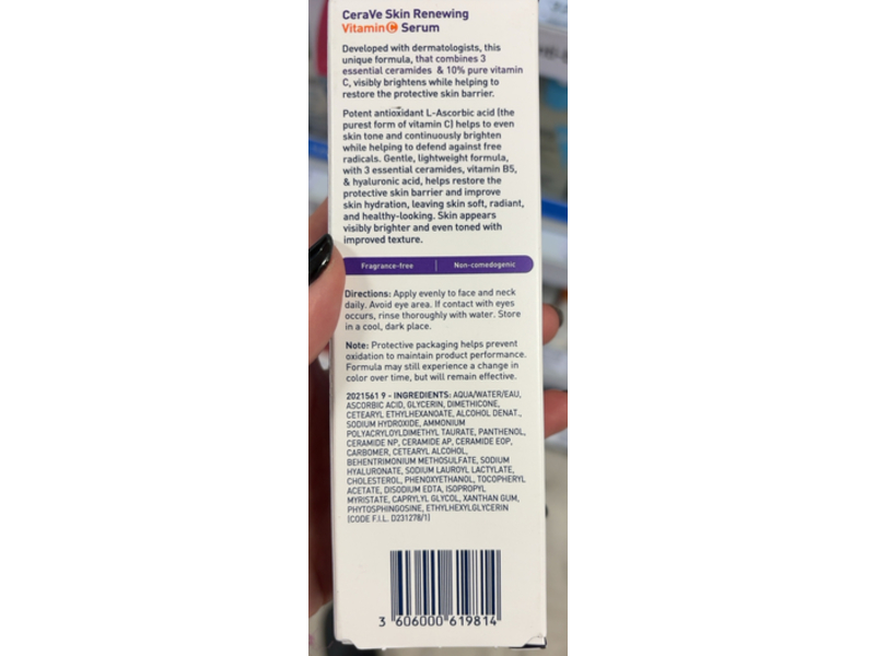 CeraVe Skin Renewing Vitamin C Serum, 1 fl oz /30 mL