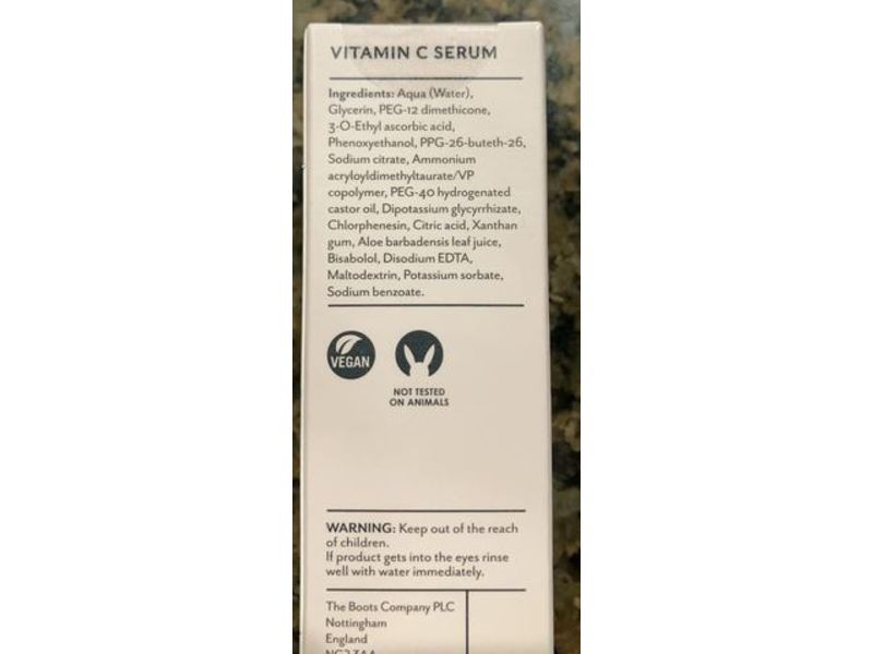 Boots Ingredients Vitamin C Serum,1 fl oz/30 mL