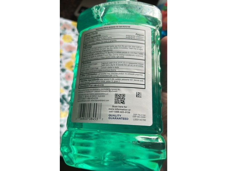 TopCare Antiseptic Mouth Rinse, Spring Mint, 50.7 fl oz/1.5 L