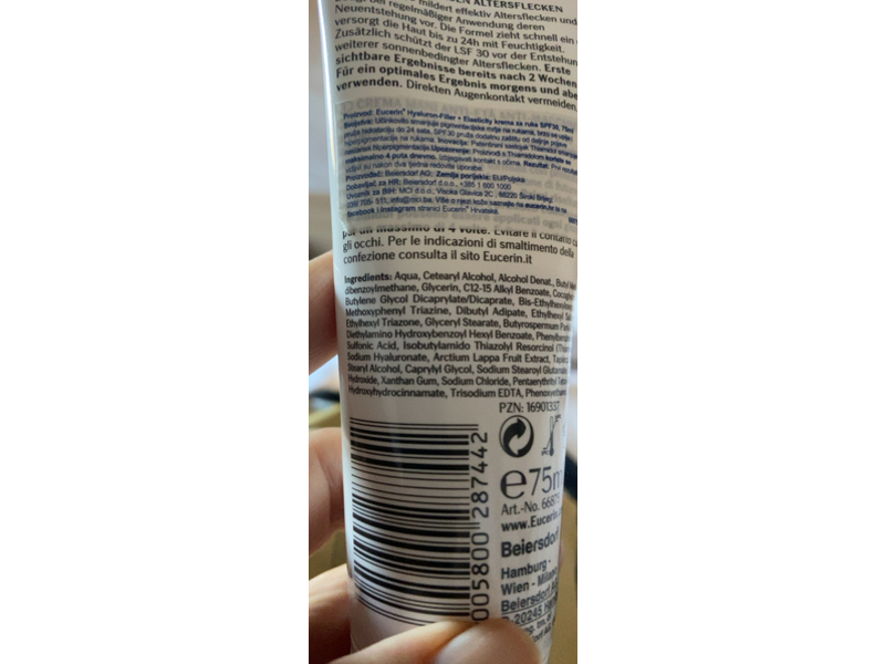 Eucerin Hyaluron-Filler + Elasticity Correcting Hand Cream, SPF 30, 75 mL