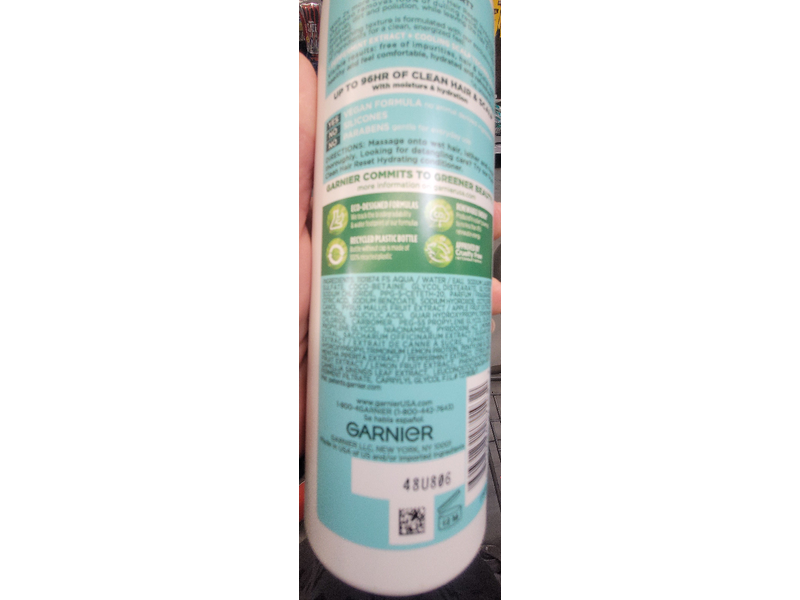 Garnier Fructis Pure Clean Hair Reset Hydrating Shampoo, Dry Scalp, Peppermint Extract, 12 fl oz/355 mL
