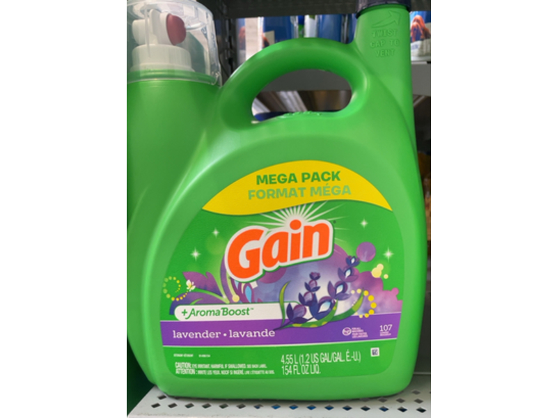 Gain + Aroma Boost Liquid Laundry Detergent, Lavender, 107 Loads, 154 fl oz/4.55 L
