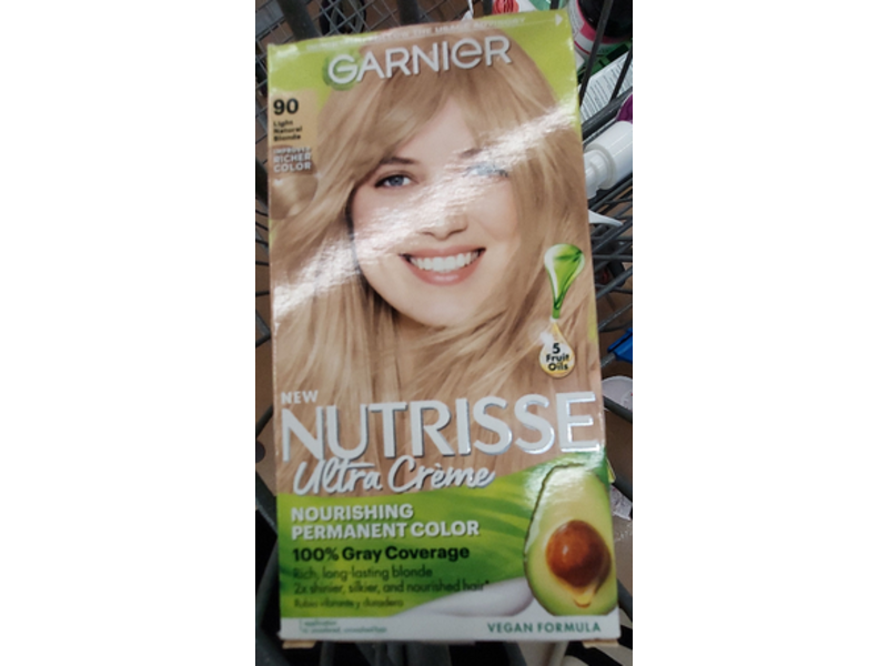 Garnier Nutrisse Nourishing Permanent Color Creme, 90 Light Natural Blonde, One Application