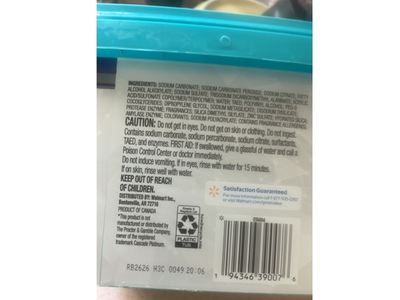 Great Value Premium Dishwasher Pacs, Fresh Scent, 39.5 oz/1.12 kg, 87 Pacs