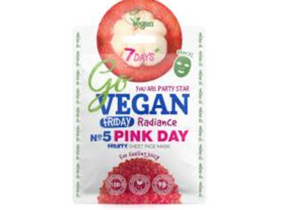 7 Days Go Vegan Pink Day Sheet Face Mask, 0.89 oz/25 g