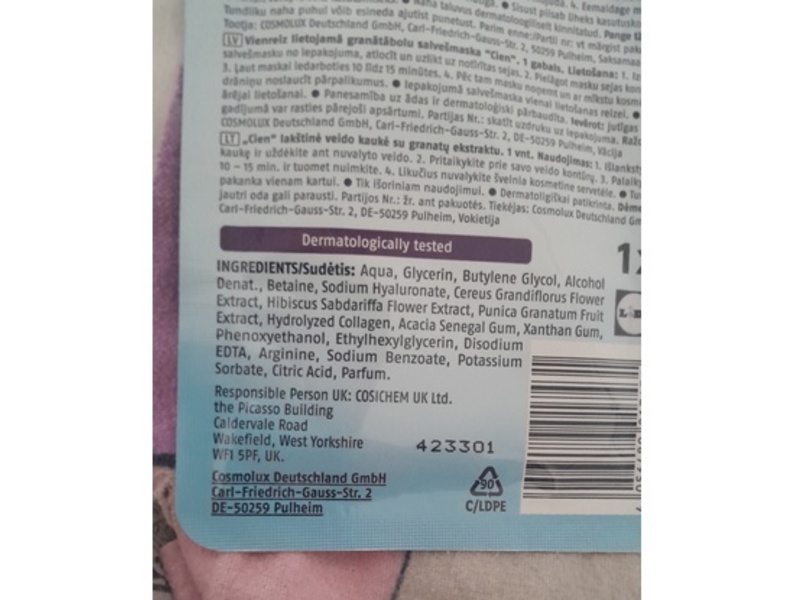 Cien Hydro Boost Tissue Mask, Pomegranate Extract, 1 Count