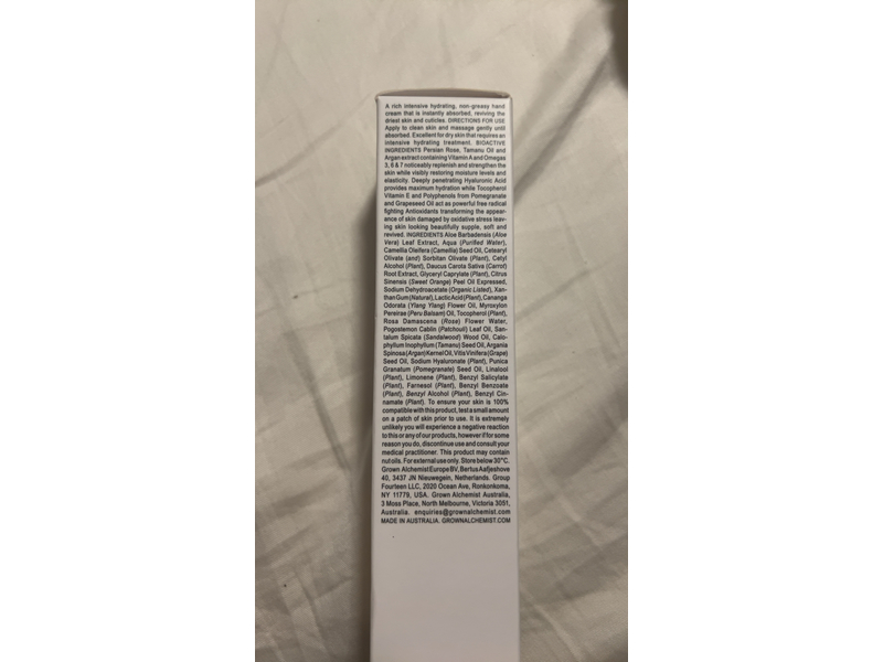 Grown Alchemist Intensive Hand Cream, Persian Rose & Argan Extract (65ml)