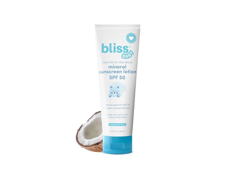 Bliss Baby Mineral Sunscreen Lotion, SPF 50, Fragrance Free, 3 fl oz/89 mL