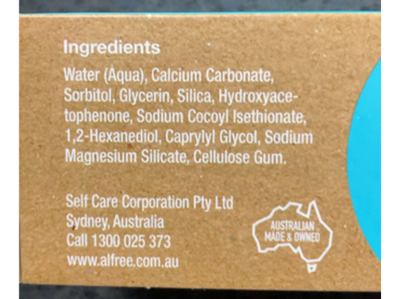 Alfree Plain Toothpaste, 3.53 oz/100 g