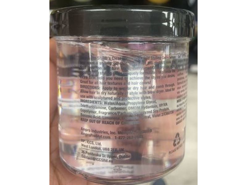 Ampro Pro Styl Ultra Hold Protein Styling Gel, Clear Ice, 6 oz/171 mL