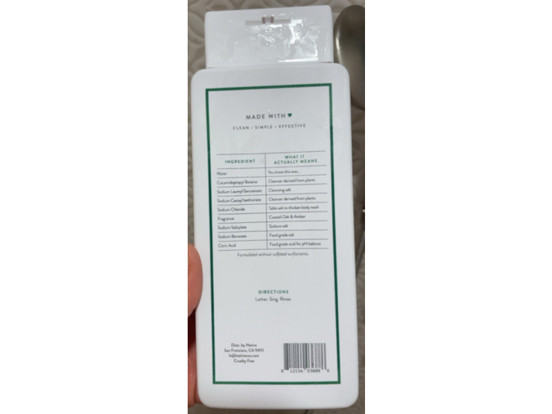 Native Body Wash, Coastal Oak & Amber, 18 fl oz/532 mL