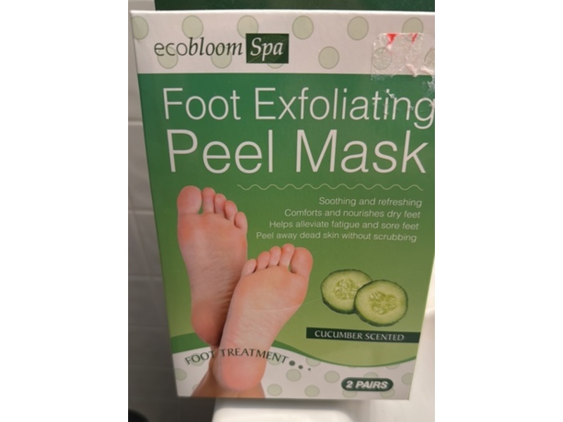Ecobloom Spa Foot Exfoliating Peel Mask, Cucumber Scented, 2 Pair
