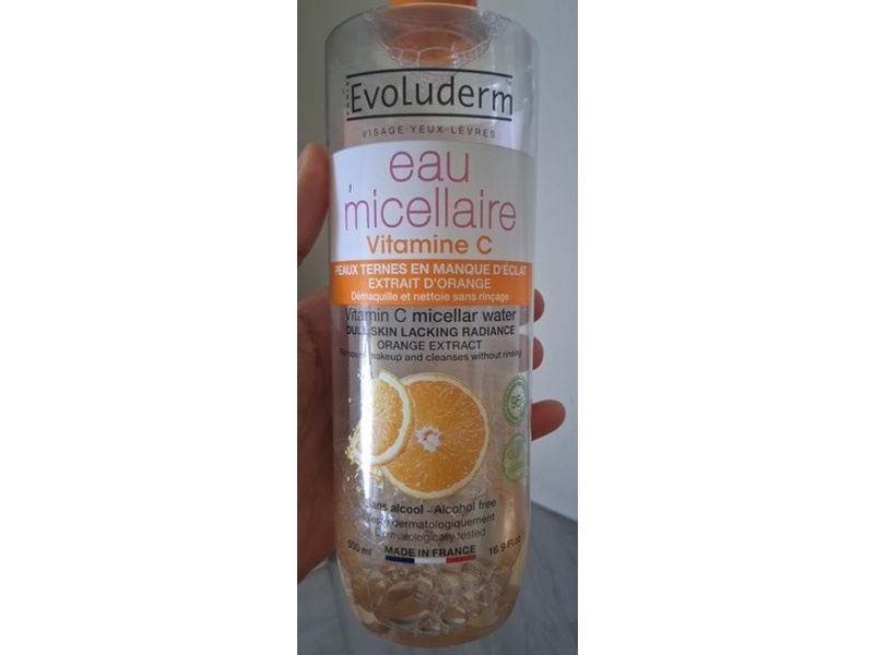 Evoluderm Eau Vitamin C Micellaire Water, Orange Extract, 16.9 fl oz/500 mL
