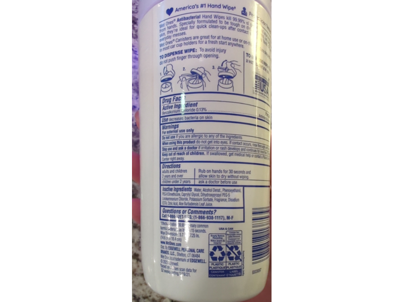 Wet Ones Antibacterial Hand Wipes, Lavender Scent, 40 Count