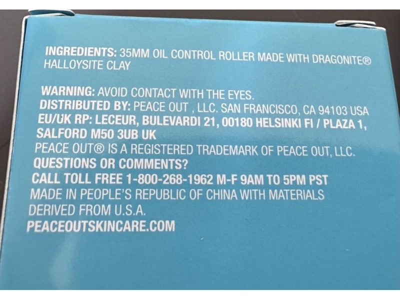 Peace Out Oil Control Roller, Halloysite Clay