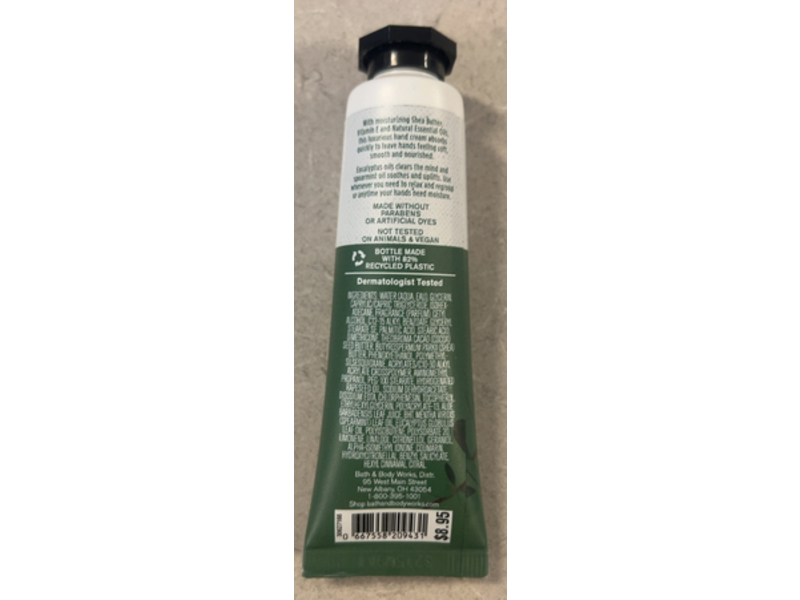 Bath And Body Works Aromatherapy Hand Cream, Eucalyptus + Spearmint, 1 fl oz/29 mL
