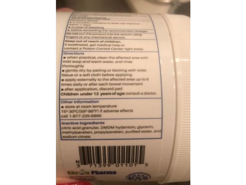 Akron Pharma Hemorrhoidal Hygiene Pads, Cooling & Soothing, 100 Count