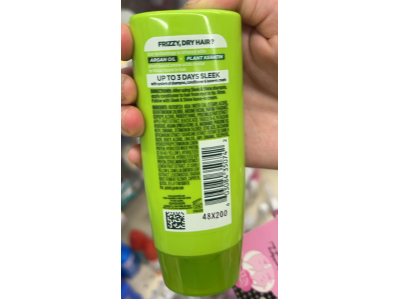 Garnier Fructis Smooth Conditioner, Plant Keratin + Argan Oil, 3 fl oz/89 mL