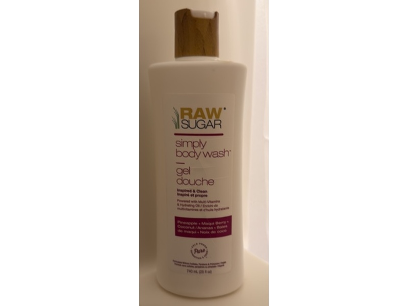 Raw Sugar Simply Body Wash, Pineapple + Maqui Berry + Coconut, 25 fl oz/740 mL